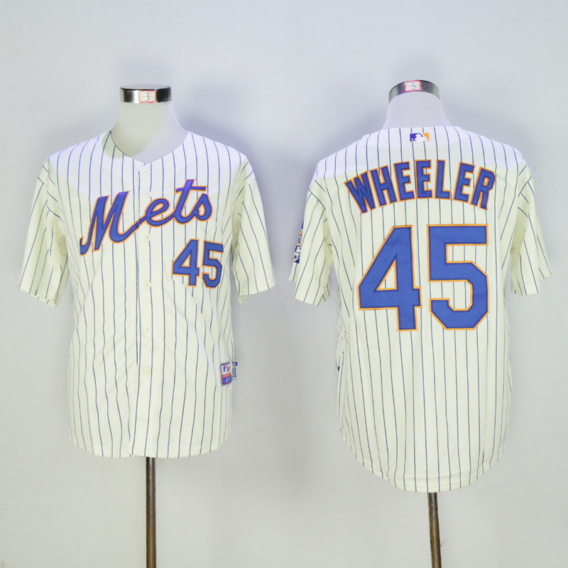 Men New York Mets #45 Wheeler White Stripe MLB Jerseys